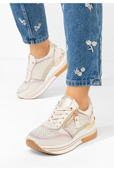 B T Shoes Béžové dámské tenisky na platformě Reita