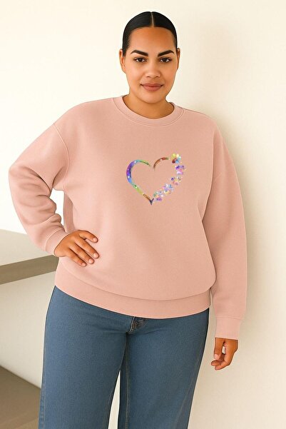 E-ROMA Hanorac unisex de mărime mare, cu 3 fire, din bumbac pieptănat, cu imp...