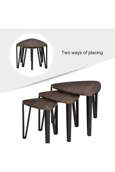 Crestj Industrial Nesting Coffee Table Set - 3 Stackable Tables for Living Room, Bedroom, Home
