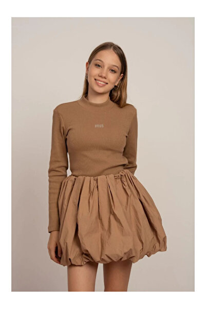 QUEEN KİDS قميص داخلي للفتيات من كوين كيدز 7825 بياقة عالية بلون الجمل