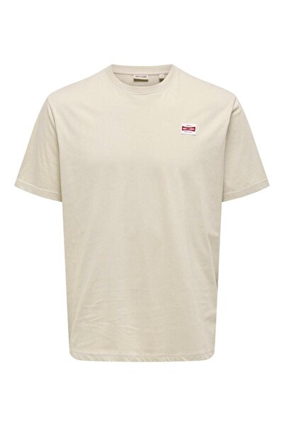 Only & Sons Ανδρικό μπλουζάκι με στρογγυλή λαιμόκοψη κανονική εφαρμογή σε μπεζ χρώμα - 22033190