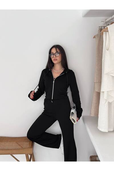 By Kuzey Aras Set de trening cu fermoar din țesătură modal – Combinație confortabilă și elegantă pentru zi cu zi