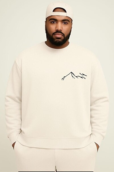 BENROMA سترة رياضية كبيرة الحجم للجنسين مصنوعة من القطن الممشط بثلاثة خيوط مع...