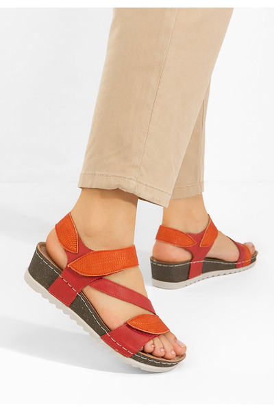 B T Shoes Red Falia thick-soled sandals