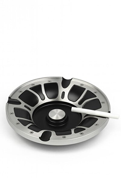 melmus منفضة سجائر دائرية من الفولاذ بتصميم معدني - أنيقة ومتينة