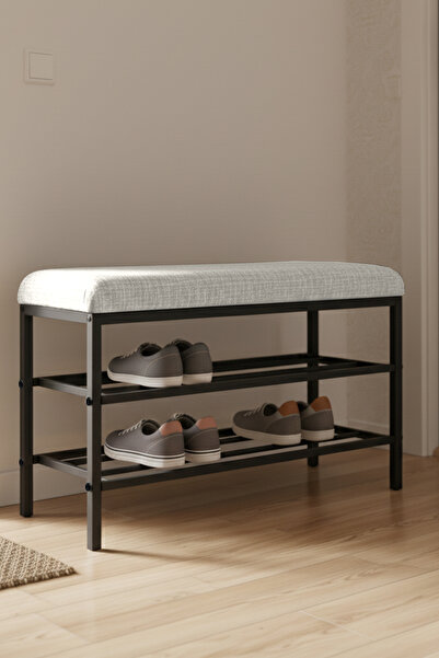 Armens Life Mobilya, Lojistik & Elektronik Ticaret Lotus Metal Modern Ayakkabılık, Bank, Yatak Ucu, Organizer, Oturak,Puf 3 Katlı 30x70 Keten Kumaş