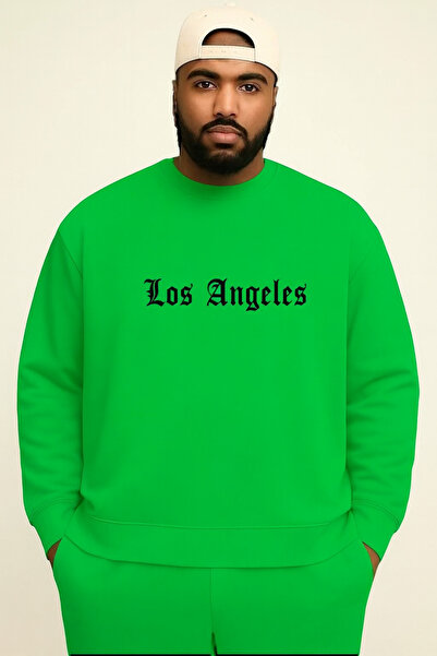 DM DOLCE MORE سترة رياضية كبيرة الحجم للجنسين مطبوعة بتصميم لوس أنجلوس من الق...