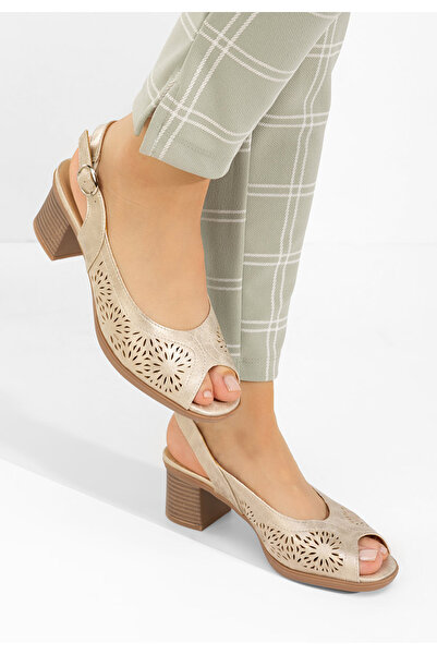 B T Shoes Sandale cu toc gros Zviana aurii