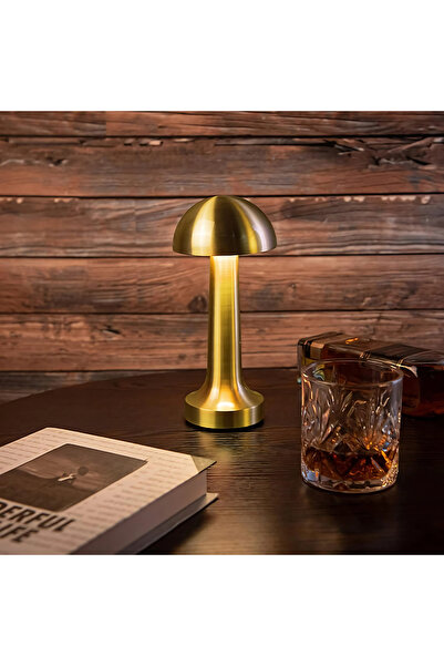 ETRONIK Gold Mushroom Night Lamp, LED Desk and Table Lamp for Bedroom Living Room with 3-Color Touch Control