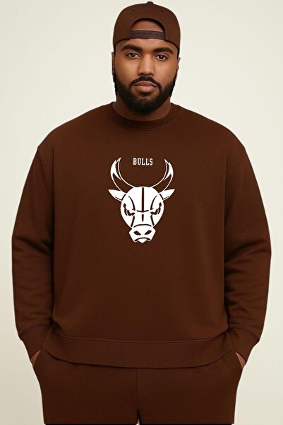 E-ROMA Hanorac unisex de mărime mare, cu 3 fire, din bumbac pieptănat, cu imp...