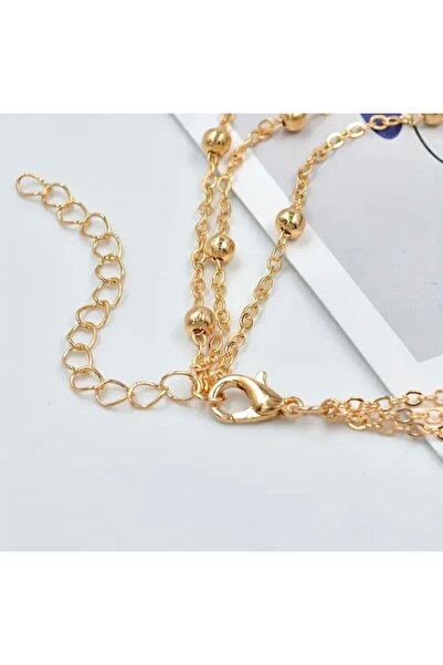 Store Non-Tarnish Gold Color Chain Ball Detail Adjustable Size Shahmeran Anklet