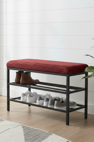 Armens Life Mobilya, Lojistik & Elektronik Ticaret Lotus Metal Modern Ayakkabılık, Bank, Yatak Ucu, Organizer, Oturak,Puf 3 Katlı 30x70 Keten Kumaş