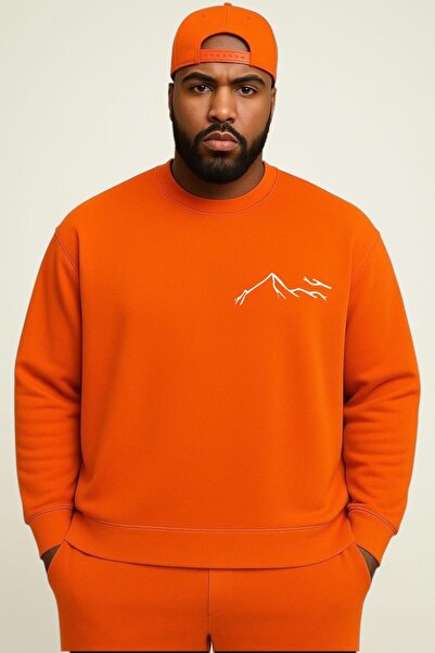 E-ROMA سترة رياضية كبيرة الحجم للجنسين مصنوعة من القطن الممشط بثلاثة خيوط مع ...