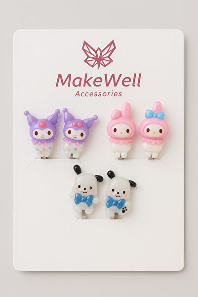 MakeWell Non-Pierced Earrings for Ears Without Holes Hello Kity Kuromi My Melody Design Non-Pierced Earring Set