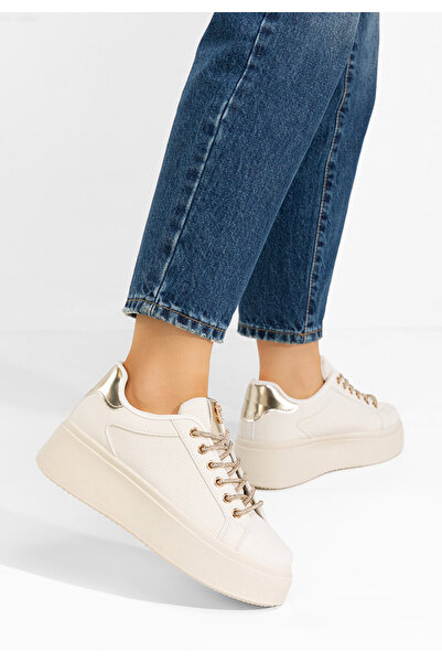 B T Shoes Béžové dámské tenisky na platformě Shauna