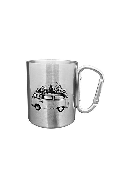 Orcamp Karabina Saplı Paslanmaz Çelik Kupa Bardak - - Gri (OUT-1850)