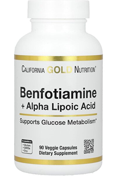 California Gold Nutrition Benfotiamine + Alpha Lipoic Acid L-Leucine 90 Veggi...