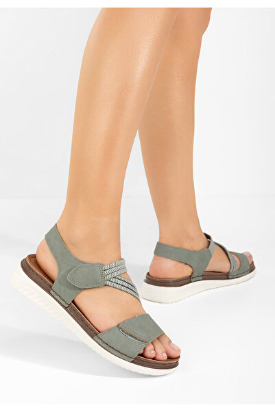 B T Shoes Zelené dámske sandále na leto Hama