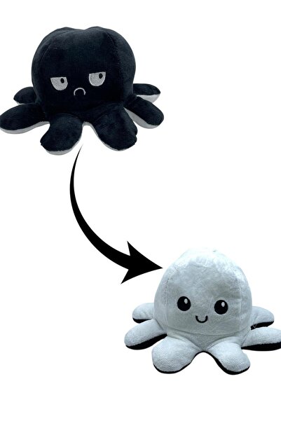 SCOWETTO Color Changing Toy Plush Octopus (Black and White)