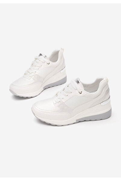 B T Shoes Bílé dámské tenisky na klínku Alstoma