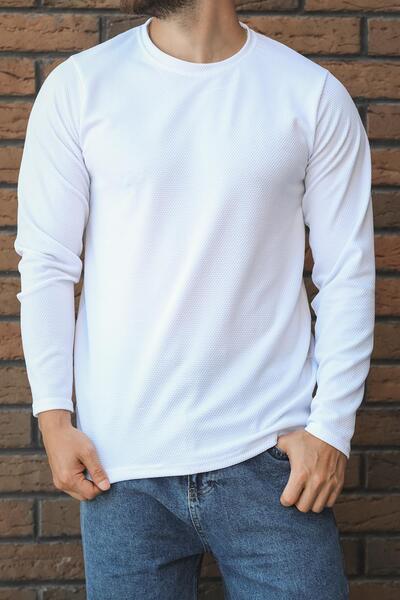 since 1990 man Manbetti Slim Fit Lycra Honeycomb Fabric Crew Neck Men's Long Sleeve T-Shirt