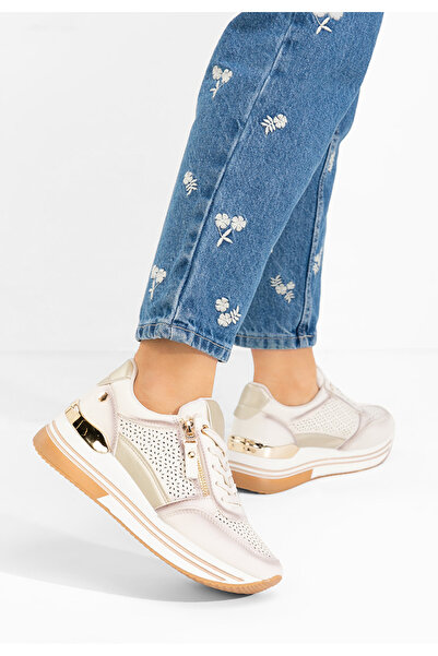 B T Shoes Béžové dámské tenisky na platformě Reita