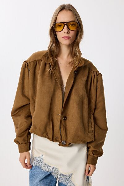 Lovelyİstanbul Párnázott velúr bomber dzseki LFG0155 TABA