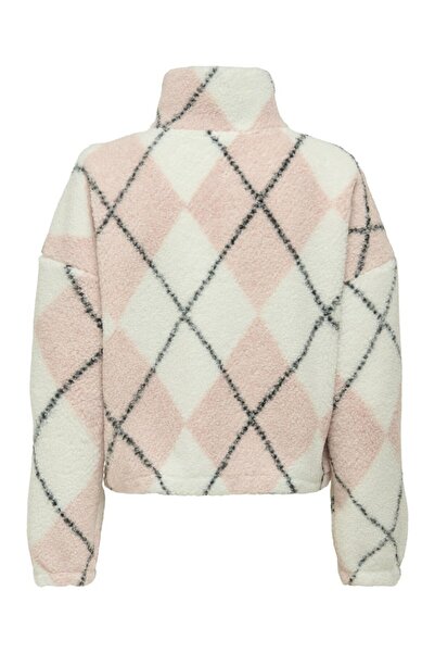 ONLY Women's Pink Onleline Life L/S Zip Teddy Swt Fleece 15333914-Rosesmoke