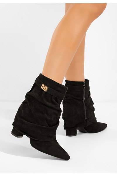 B T Shoes Černé kotníkové boty na podpatku Liamia