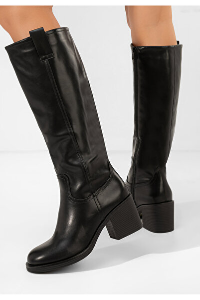 B T Shoes Yoana black chunky heel boots