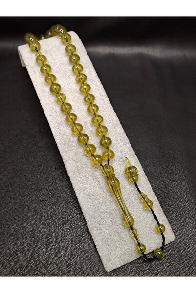 Han Ticarethane سبحة من حجر الكهرمان المسحوق بقطع كروي ونهايات خضراء مميزة