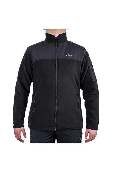 ARGEUS Outdoor Fleece Jacket Black - Warm Fleece - Softshell Shoulder - Zipper Pocket