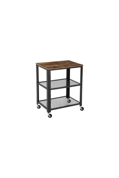 Mercaton Masa de cafea, Mercaton, pe roti, pal si metal, maro vintage, 60x40x77.5 cm