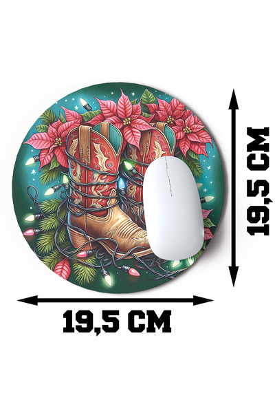 giftkonsept Christmas Themed Floral Printed Round Gaming Mousepad