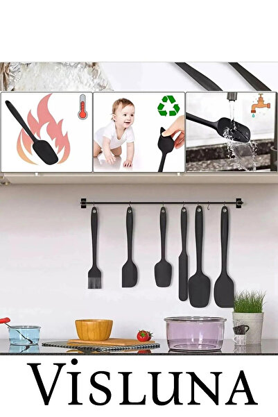 VİSLUNA 6lı Parça Yanmaz Yapışmaz Mutfak Pasta Slikon Yumurta Fırçası Kaşık B...