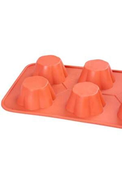 Magic Home Muffin baking mold, 6 molds, silicone, flower pattern, red, 28.617.23.5 cm, MagicHome