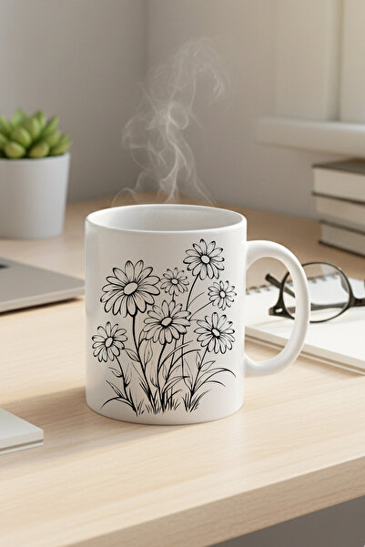 giftkonsept Black Flowers Printed Gift Mug