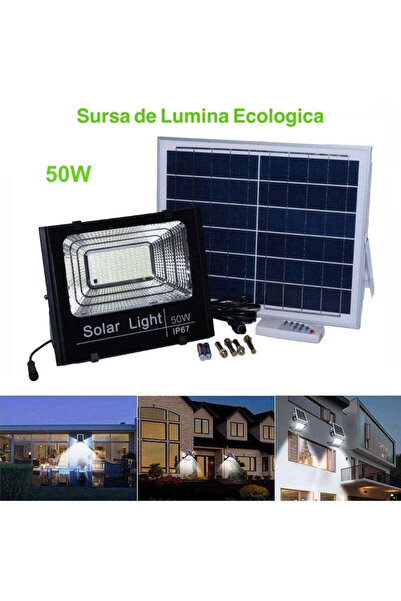 VTM Proiector 50W cu Panou Solar și Telecomandă - Iluminare Ecologică