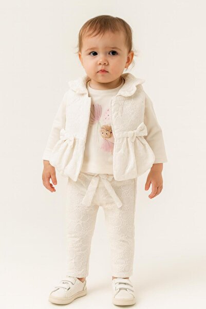 RAPAPA Baby Girl Lace Look 3-Piece Set – Vest, Sweatshirt and Pants 7044K