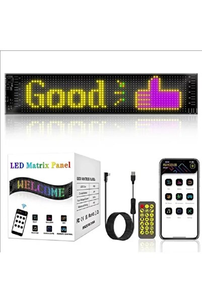 Genel Markalar Matrix Kayan Yazı Emoji LED Ekran Programlanabilir 17x7cm Tabe...