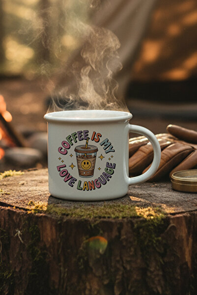 giftkonsept Coffee Is My Love Language Printed Enamel-Looking Ceramic Vintage Mug