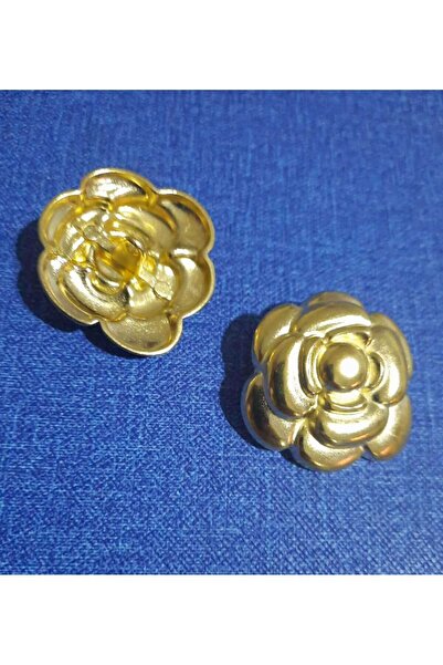 beyna aksesuar Z.A.R.A Fashion Flower Large Size Gold Color Button,(Coat, Jacket, Vest, Dress 4-Piece Button 3.5 cm)