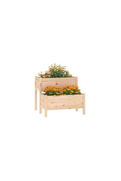 Mercaton Set 4 jardiniere decorative cu sistem de irigare, 11 L, 60x18x14 cm, maro,