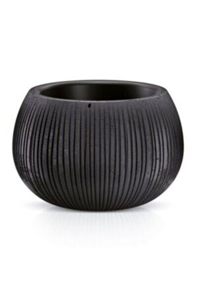 Mercaton Ghiveci Rotund pentru Flori, Material Rasina si PP, Rezistent UV, 24 x 16 cm, Negru