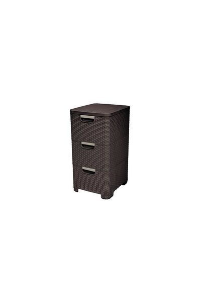 CURVER Plastic chest of drawers, 3 drawers, rattan imitation, dark brown, 33x60x38 cm,