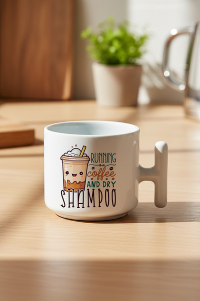 giftkonsept Running on Coffee Printed Gift t Latte Cup with Handle Mug