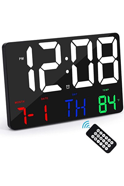 FORTİCO Dijital Duvar Saati Renkli HD LED Ekran 25X16 Cm Tarih Gün Sıcaklık A...