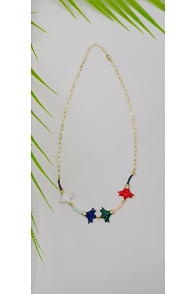 Yaseminli Butik Multi-Colored Tulip Shaped Chain Necklace