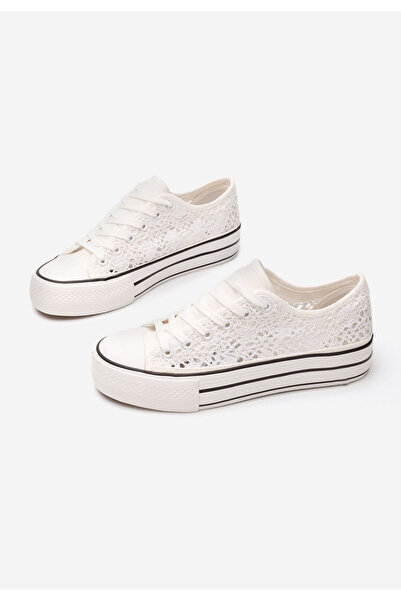 B T Shoes Bílé dámské plátěné tenisky Mylanaca