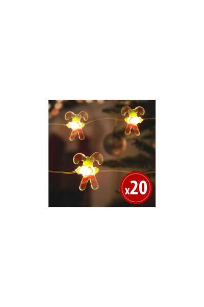 Mercaton LED Light String Candy Cane Shape 2.2 meters 20 LEDs Warm White 2 x AA